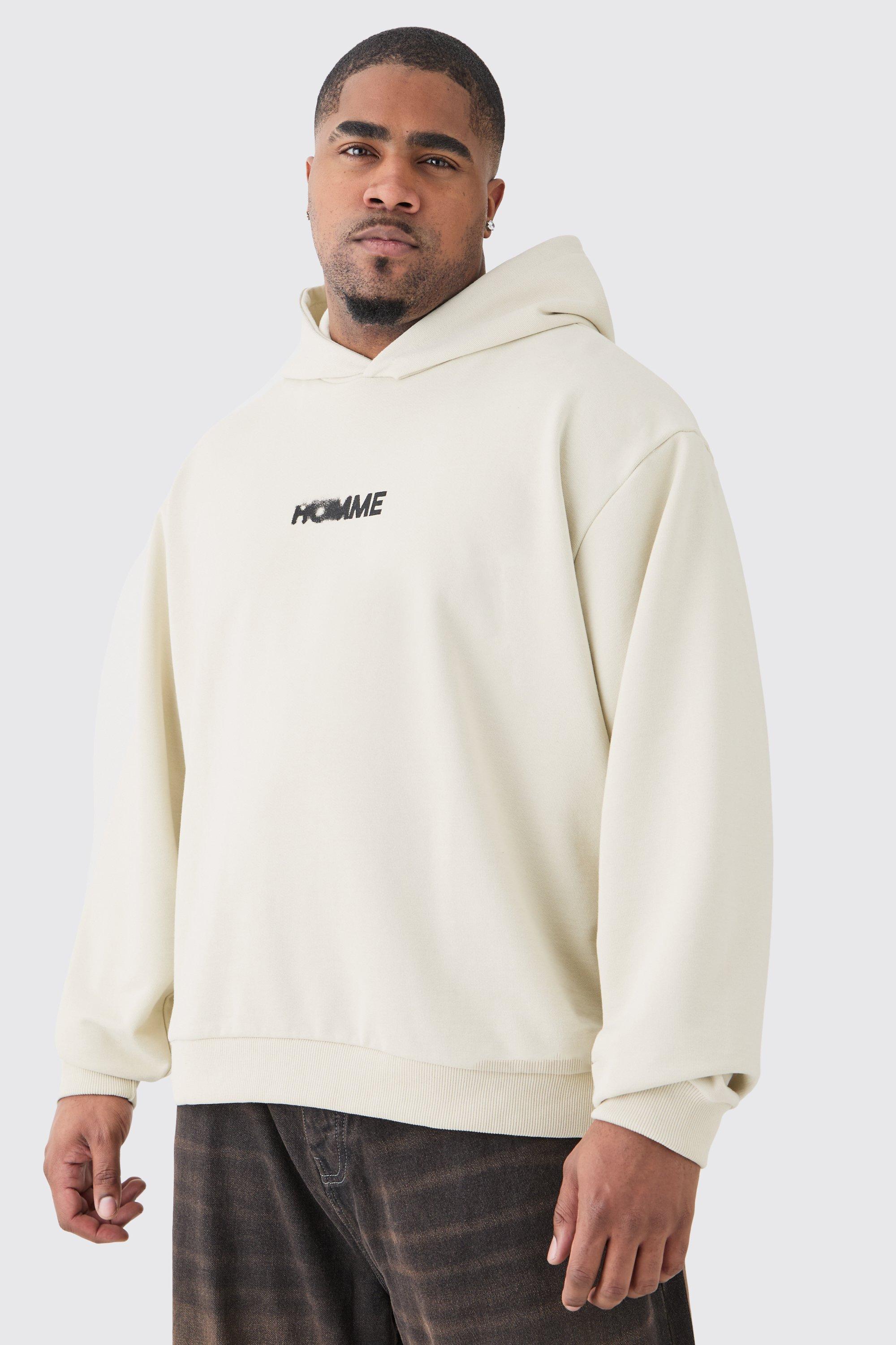 Felpa Plus Size squadrata oversize pesante con grafica sul retro e cappuccio boohoo IT